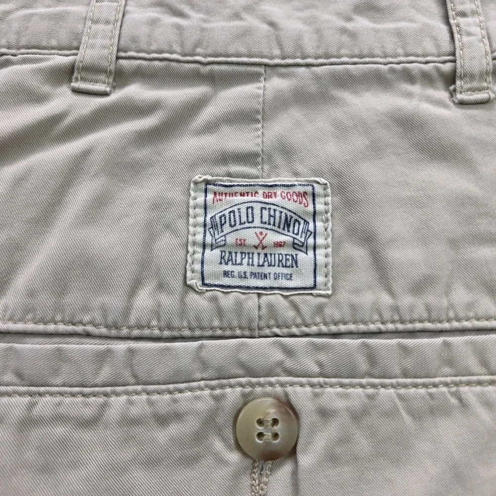Vintage 90s Polo Ralph Lauren Shorts Mens 42 (Fit 40) Beige Pleated Chino 7